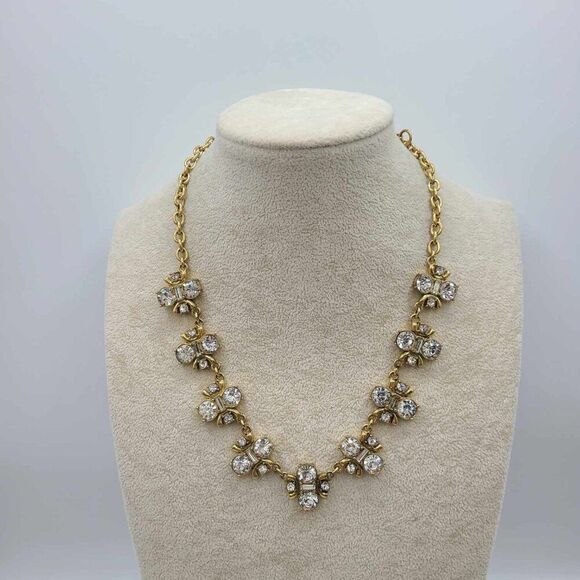 J Crew Clear Crystal Gold Tone Necklace - Picture 10 of 12